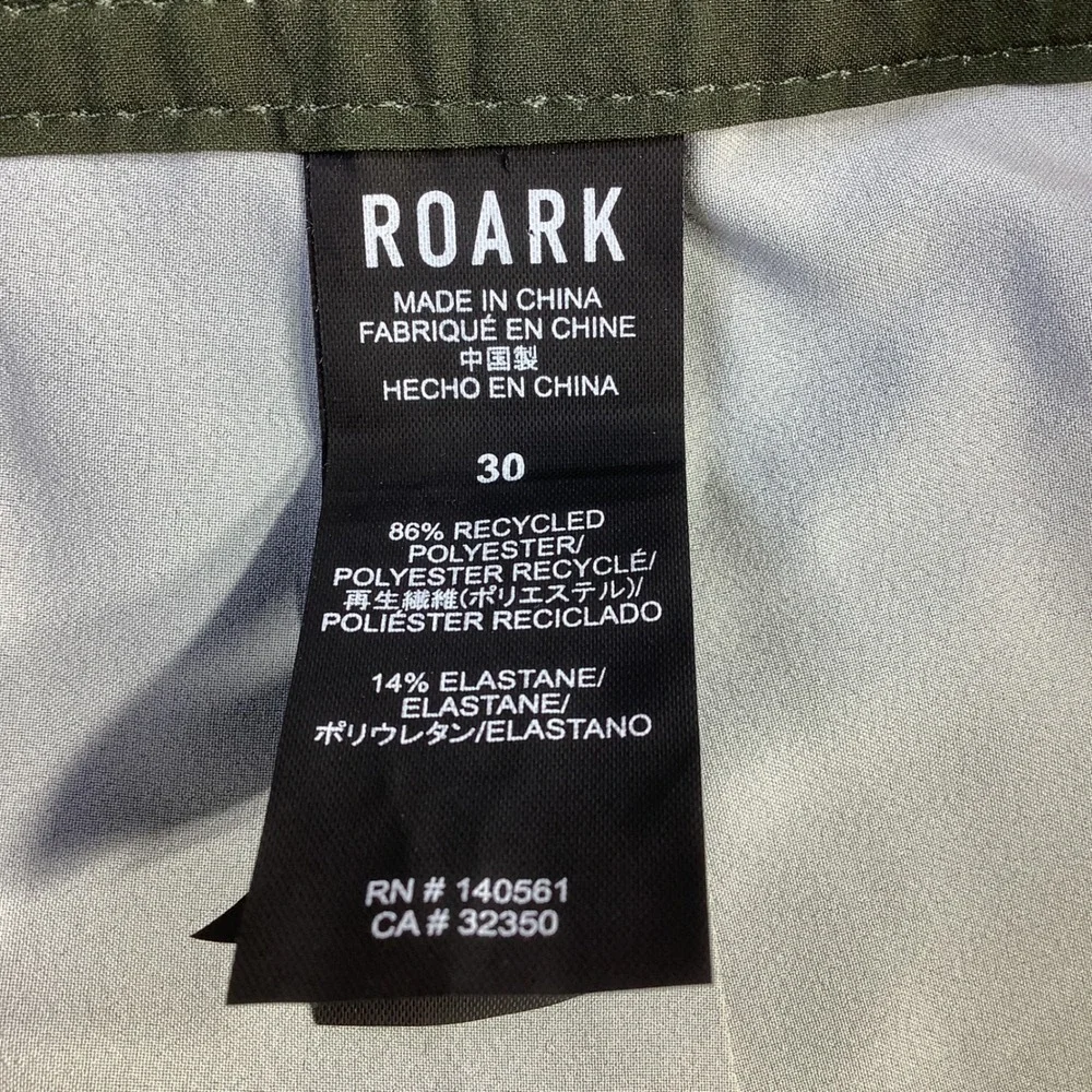 Roark Passage Primo Island Time Boardshorts Dark Military Green Mens Size 30 NWT